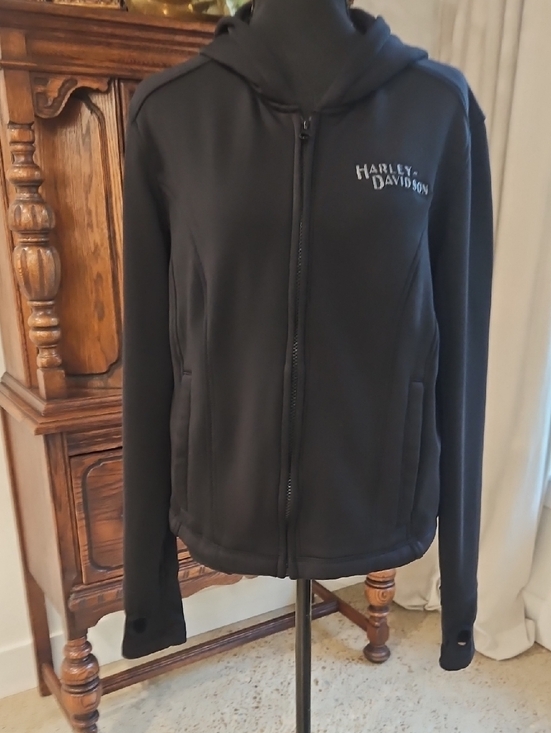 Harley-Davidson Jackets & Blazers - Harley-Davidson Black Hooded Zip Jacket
